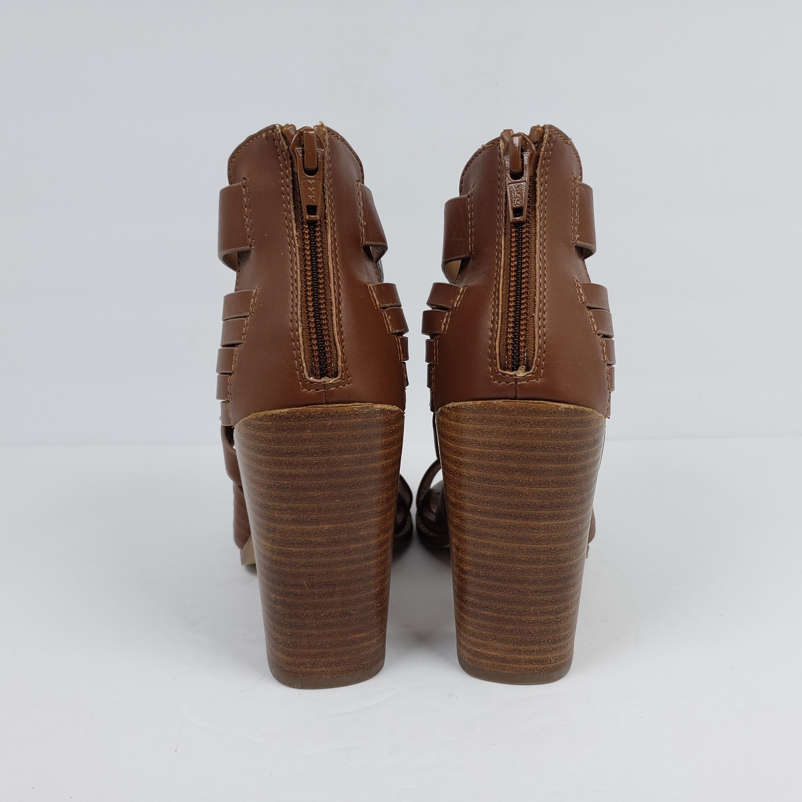 Aldo Womens Size 6 Brown Strappy Formal Party 4.25″ Heeled Peep Toe Heels Shoes