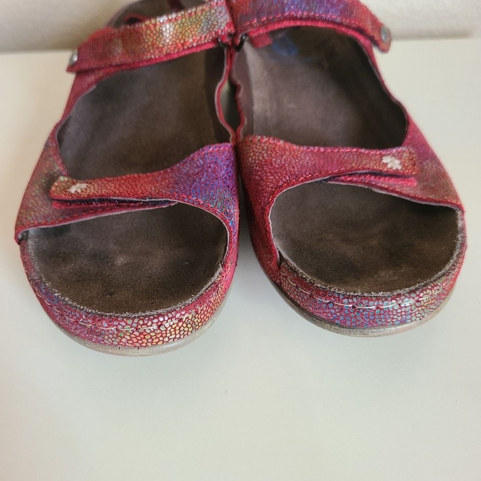 wolky strappy sandals fantasy red multicolor hook & loop size 41 (9-10)