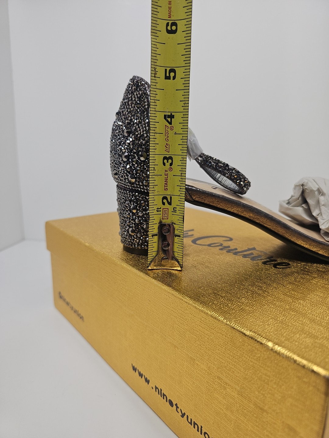 Ninety Union Lady Couture Dazzle 2 Inch Block Heel Rhinestone Sandal, Pewter, 9