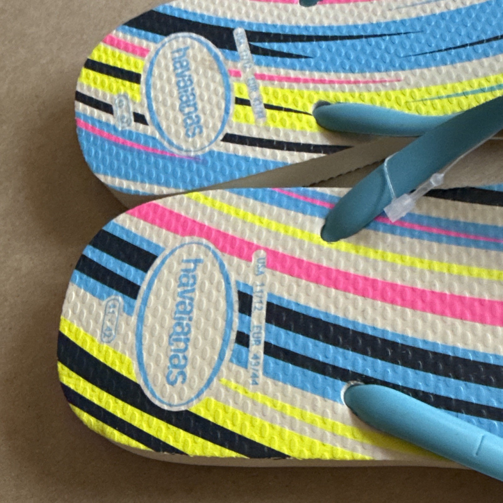 Havaianas Slim Multicolor Stripes Glittery Blue Straps Flip Flops EU 41/42 – New