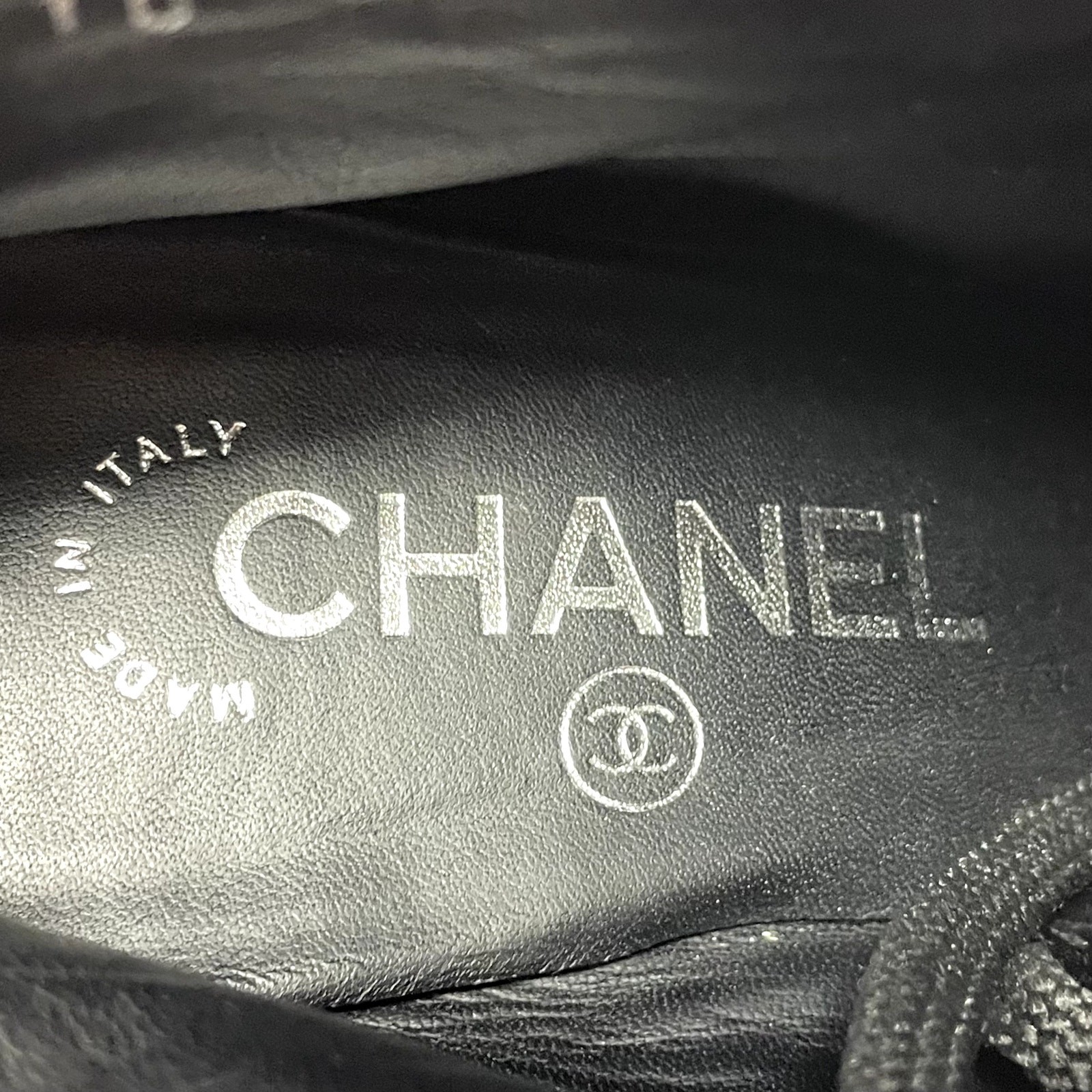 Chanel Heels Black Leather Shoes Ankle Boots CC Logo Quilted Cap Toe EU 37