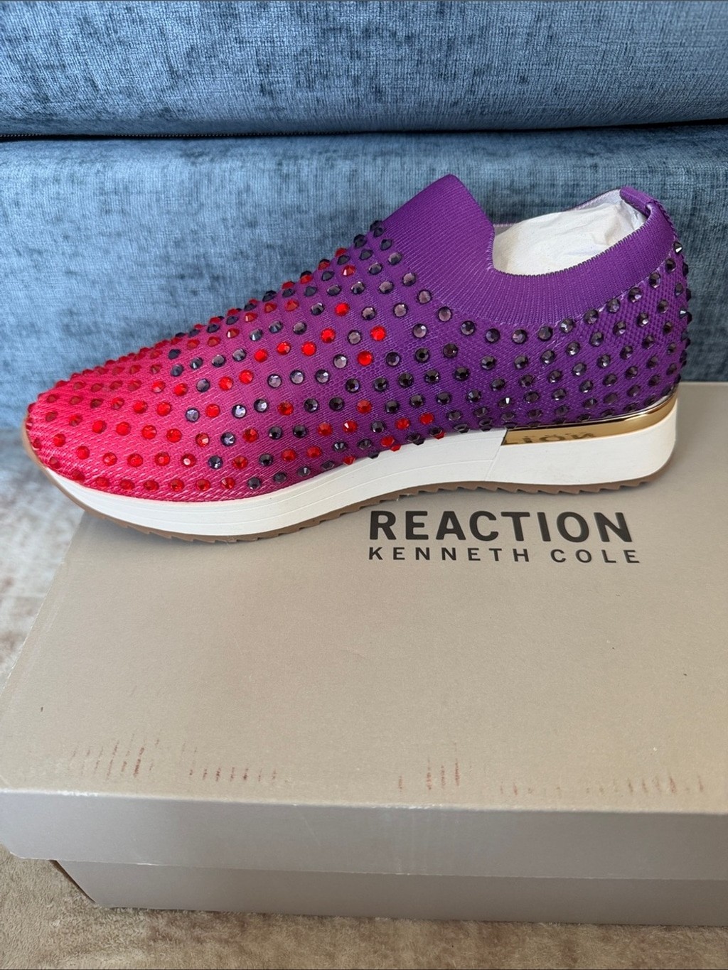 Kenneth Cole Reaction Pink to Purple Gradient Slip-On Rhinestone Sneaker