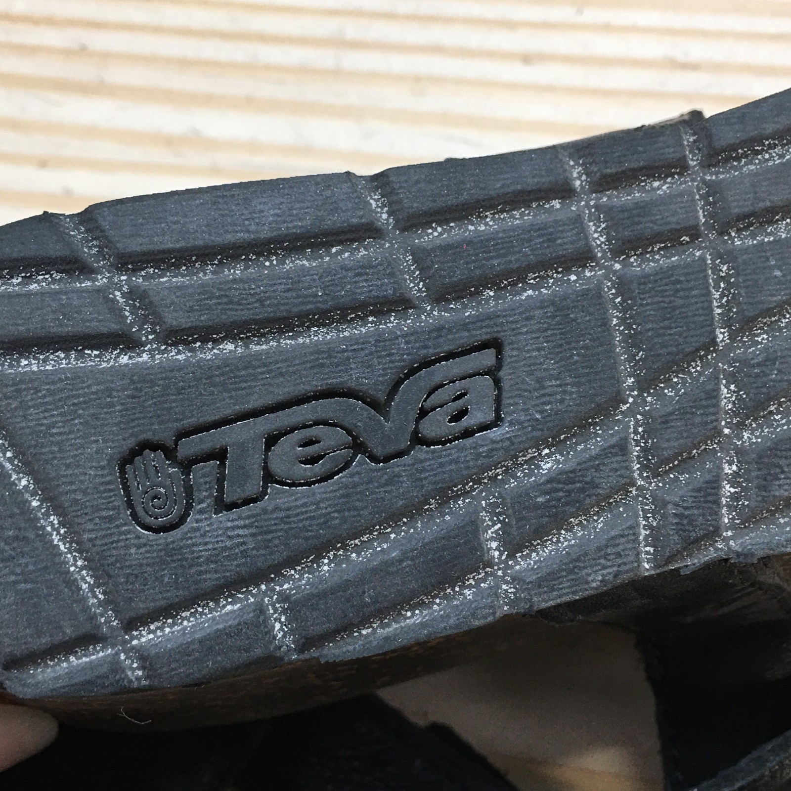 Teva Sandals Womens 9 M Strappy Black Leather Slip On Open Toe Wedge 1007732