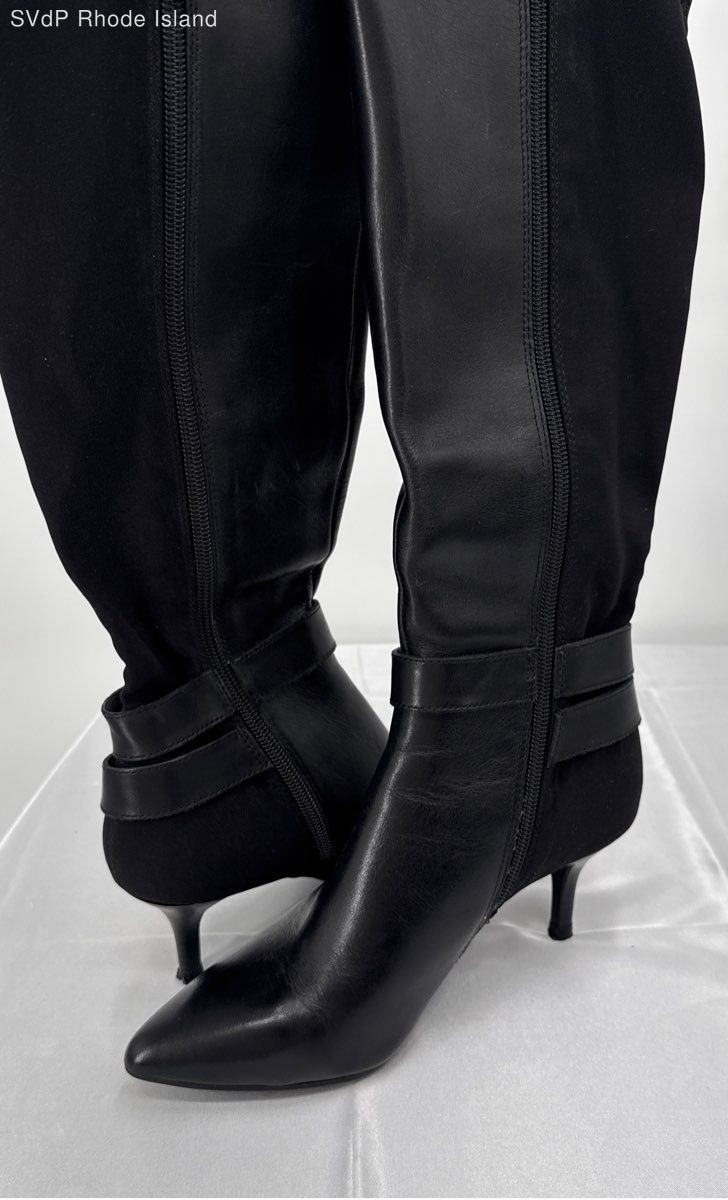 Tahari Tabor Black Leather Heels Boot Women 5