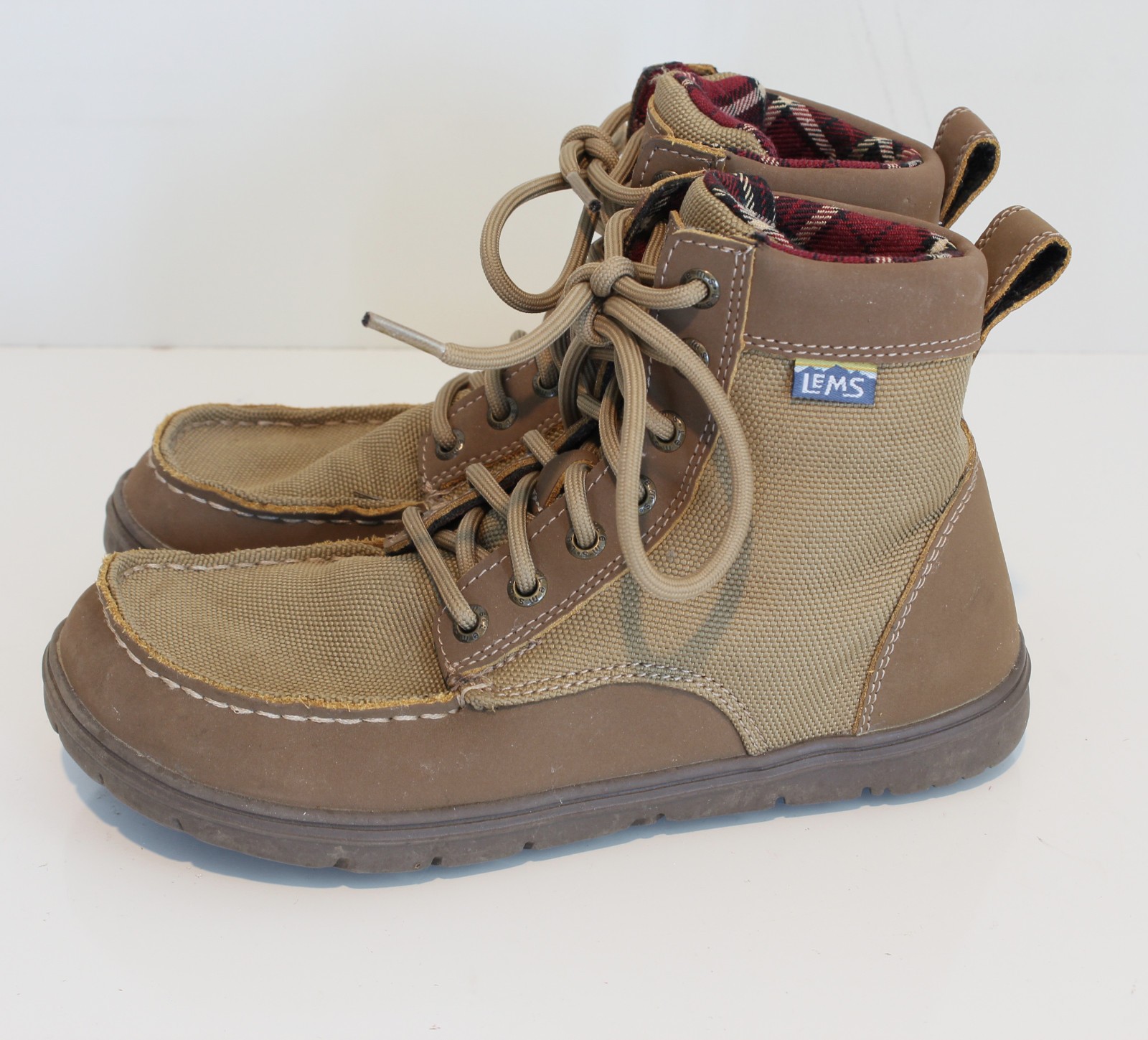 Lems Shoes Boulder Boot Brown Canvas Lace Up Ankle Boots EU 39 Women’s 8.5 Men 7