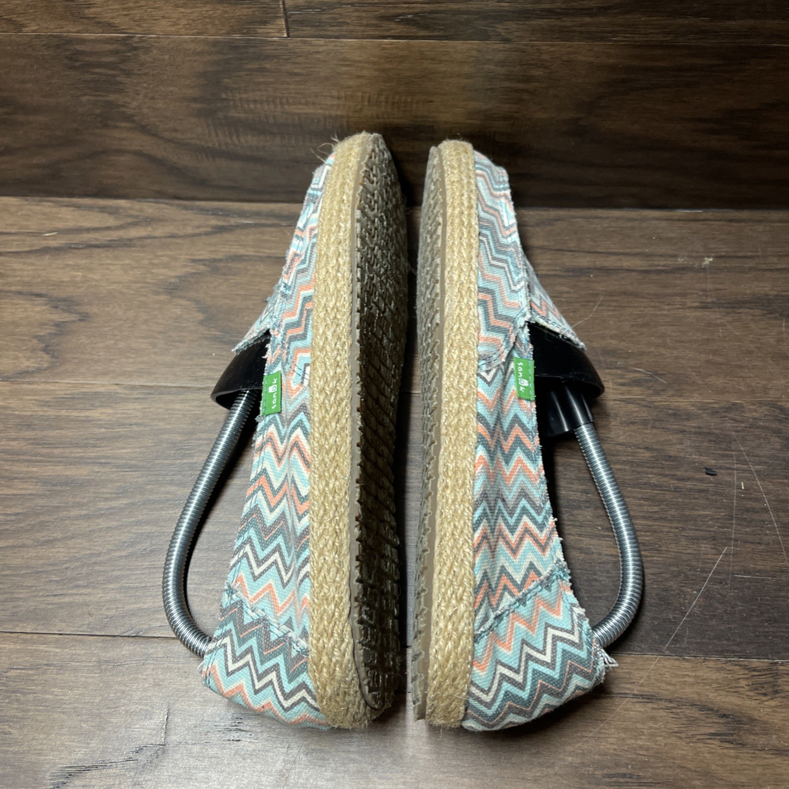SANUK Women’s Funky Fiona Chevron Flats Sz 10 Loafers Shoes Teal Blue Multicolor