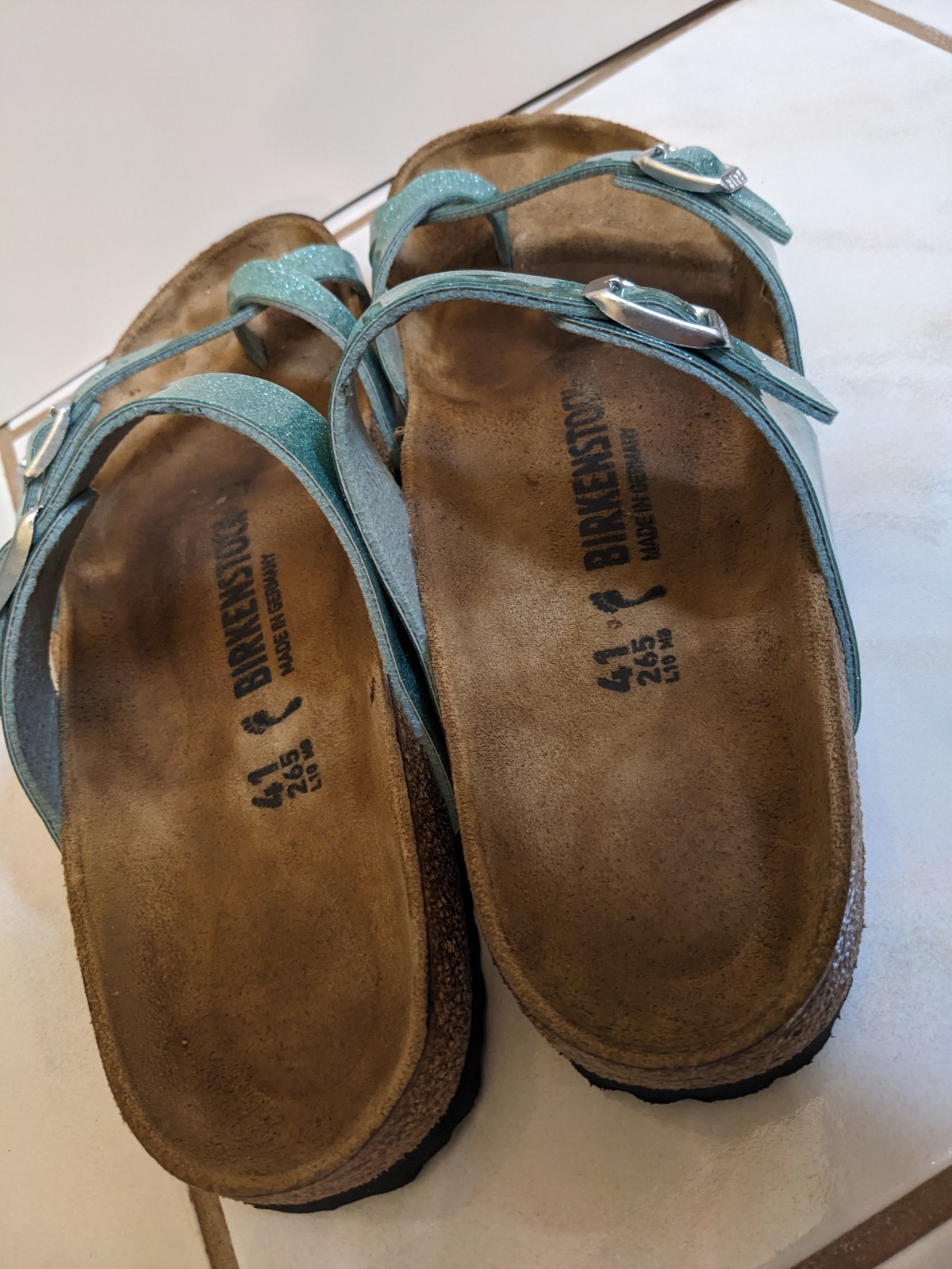 Mayari 41 glitter green Birkenstock sandals Narrow Fit