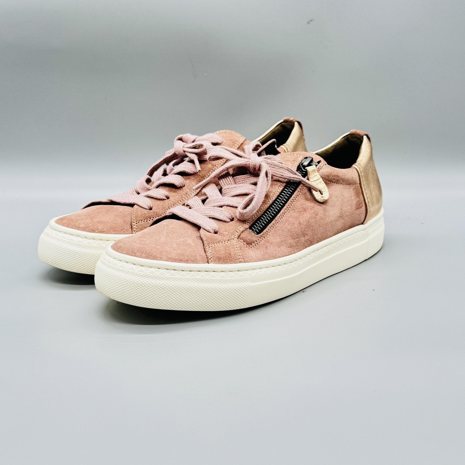 Paul Green Shoes Womens 8 Pink Suede Zip Low Top Sneakers Casual Comfort