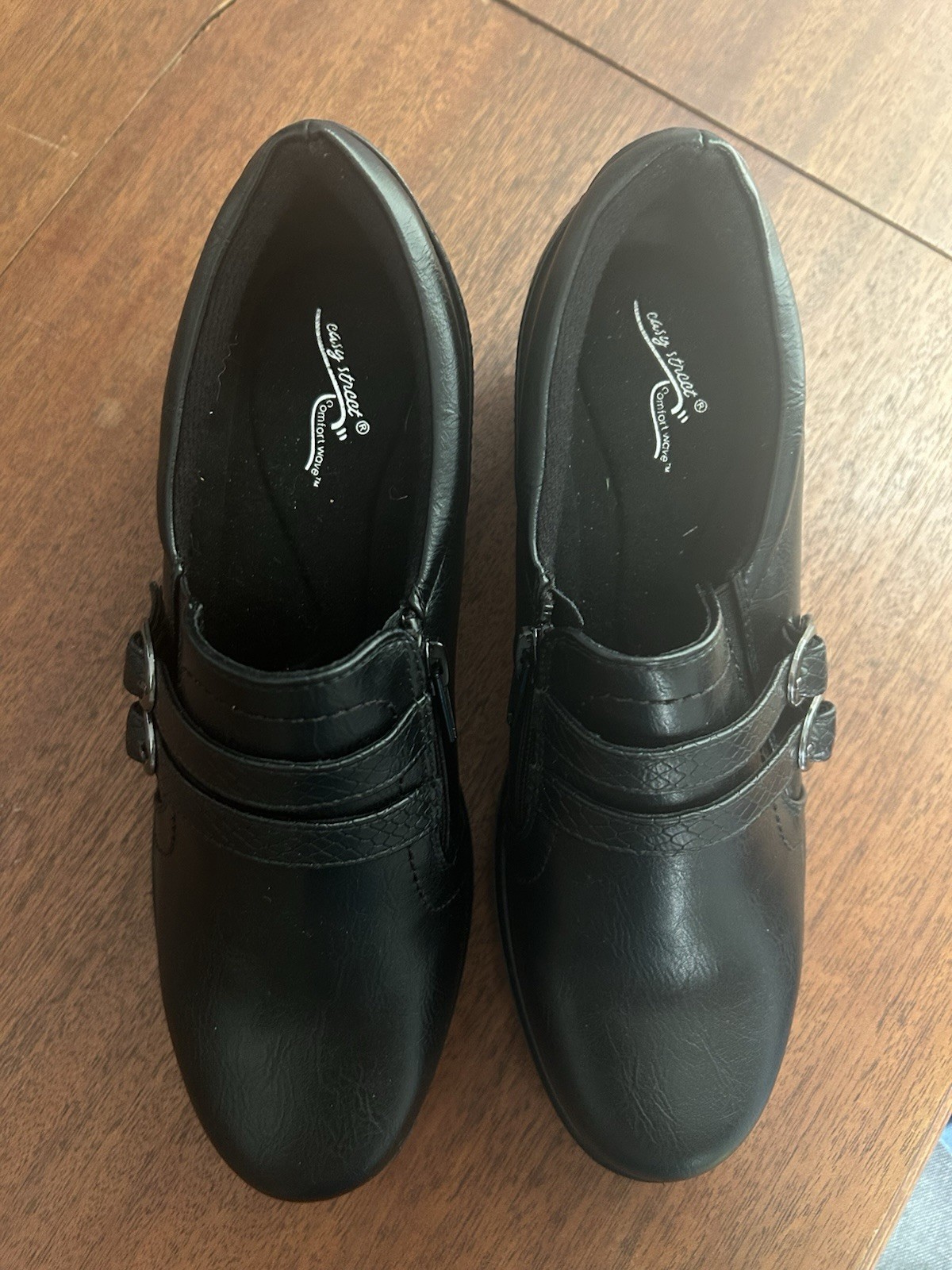 Casy Street Comfort Wave Black Mary Jane Heels Women’s Size 9M New NWOB
