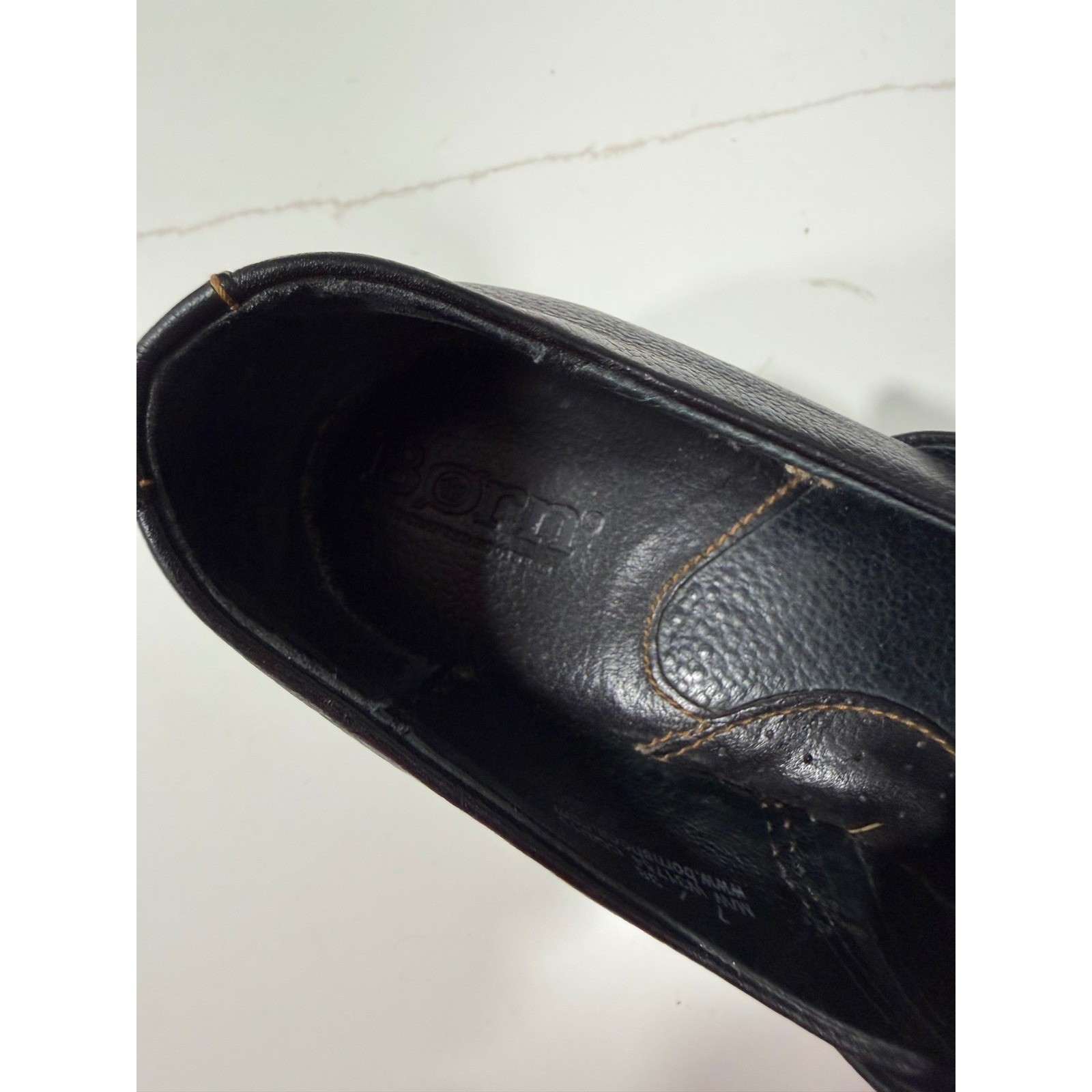 Born Black Leather Clogs W31754 Comfort Slip On Shoes Womens 7 M/W EU 38