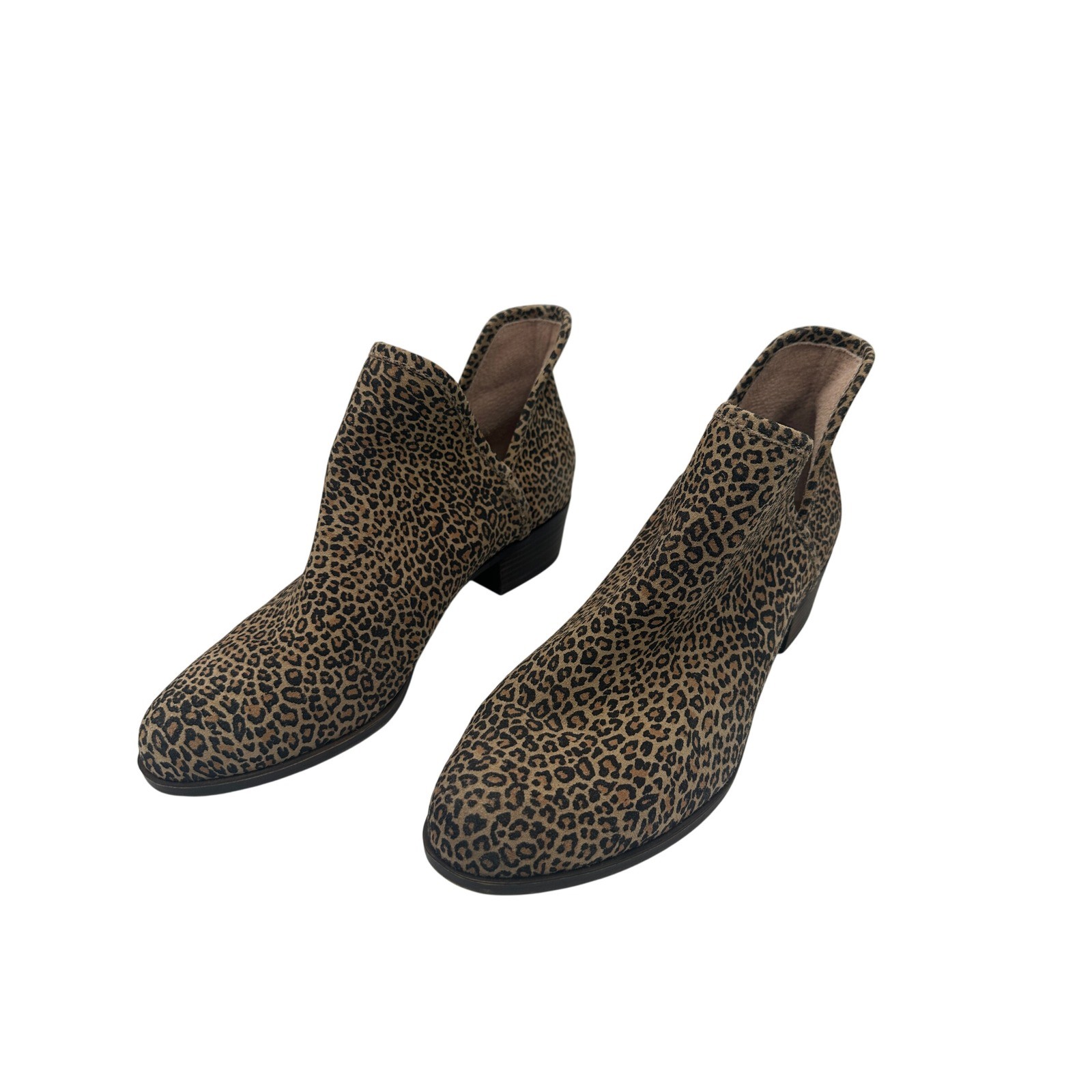 Lucky Brand Baley2 Booties Womens 13M Leopard Print Leather Cutout Ankle Boot