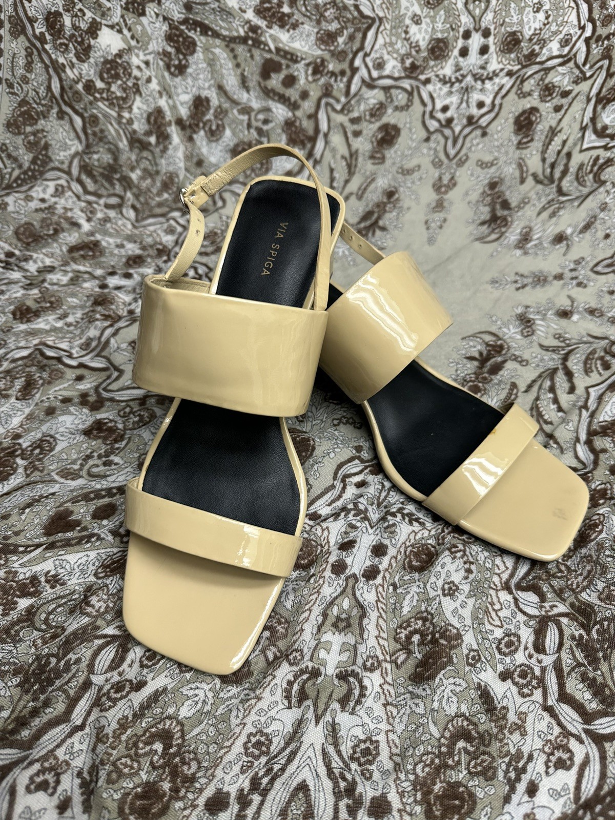 Via Spiga Women Leather Slingback Heeled Sandals Size US 9 M EU 39