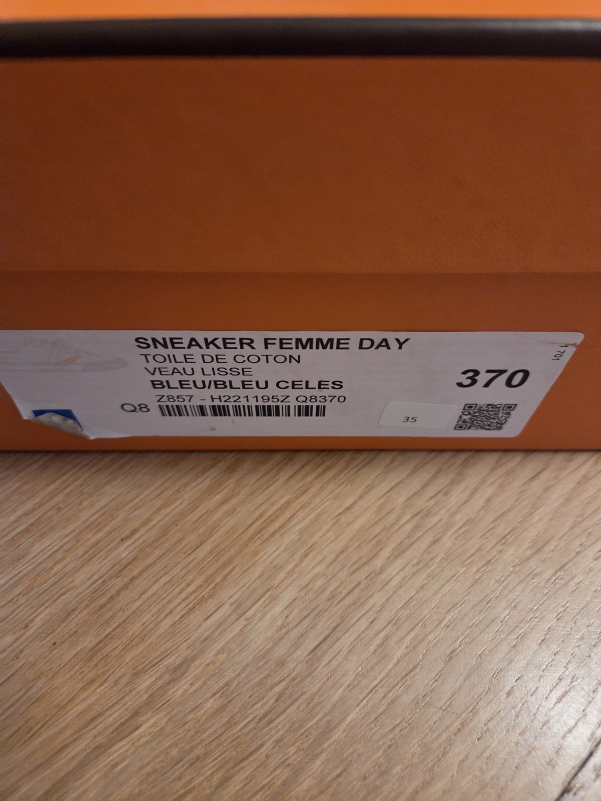 Authentic Hermès Day Sneakers in Bleu/Bleu Céleste featuring iconic Kelly Buckle