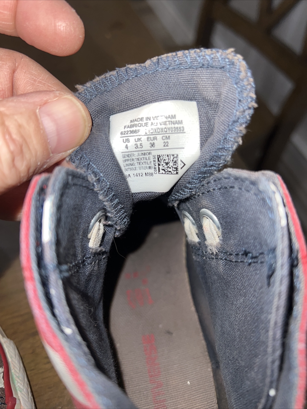 Converse 622366F American Flag Hook And Loop Junior 4 High Top!