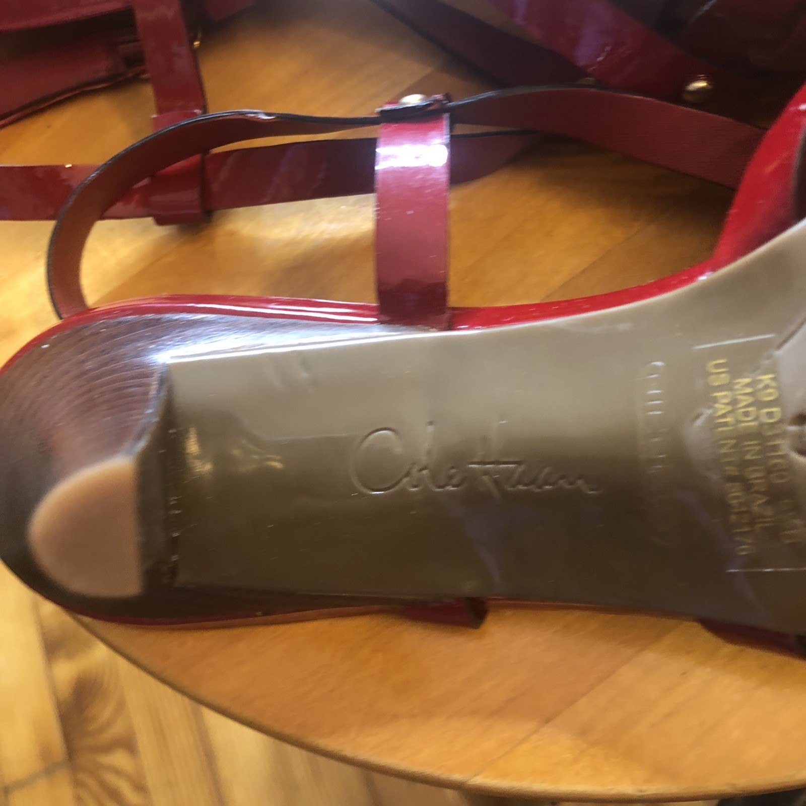 Cole Haan Sling Back Strappy Red Patent Leather Heels Sandals Size 9.5 K9-D31160