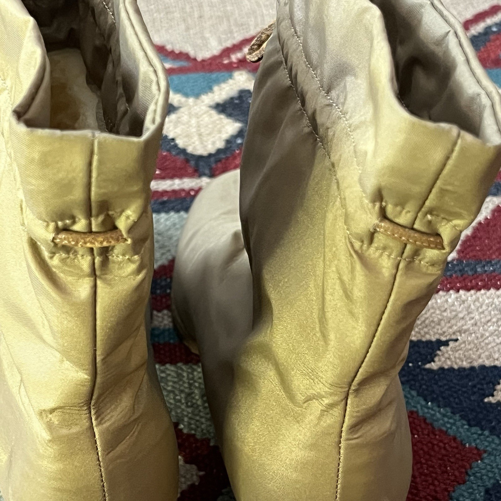 Vintage 80s Golo Winter Snow Boots Women’s 8 Beige Sherpa Lined Nylon High Heel