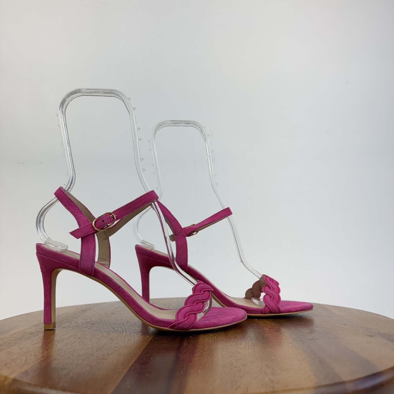 Womens Stuart Weitzman Dancer Twistie 100 Pink Suede Strappy Heel Sandals Size 7