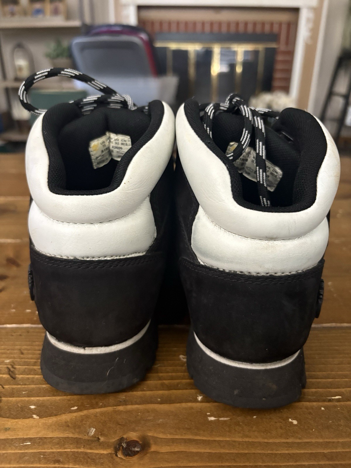 Timberland Euro Sprint Mid Hiker Boots For Women Black White Size 7.5