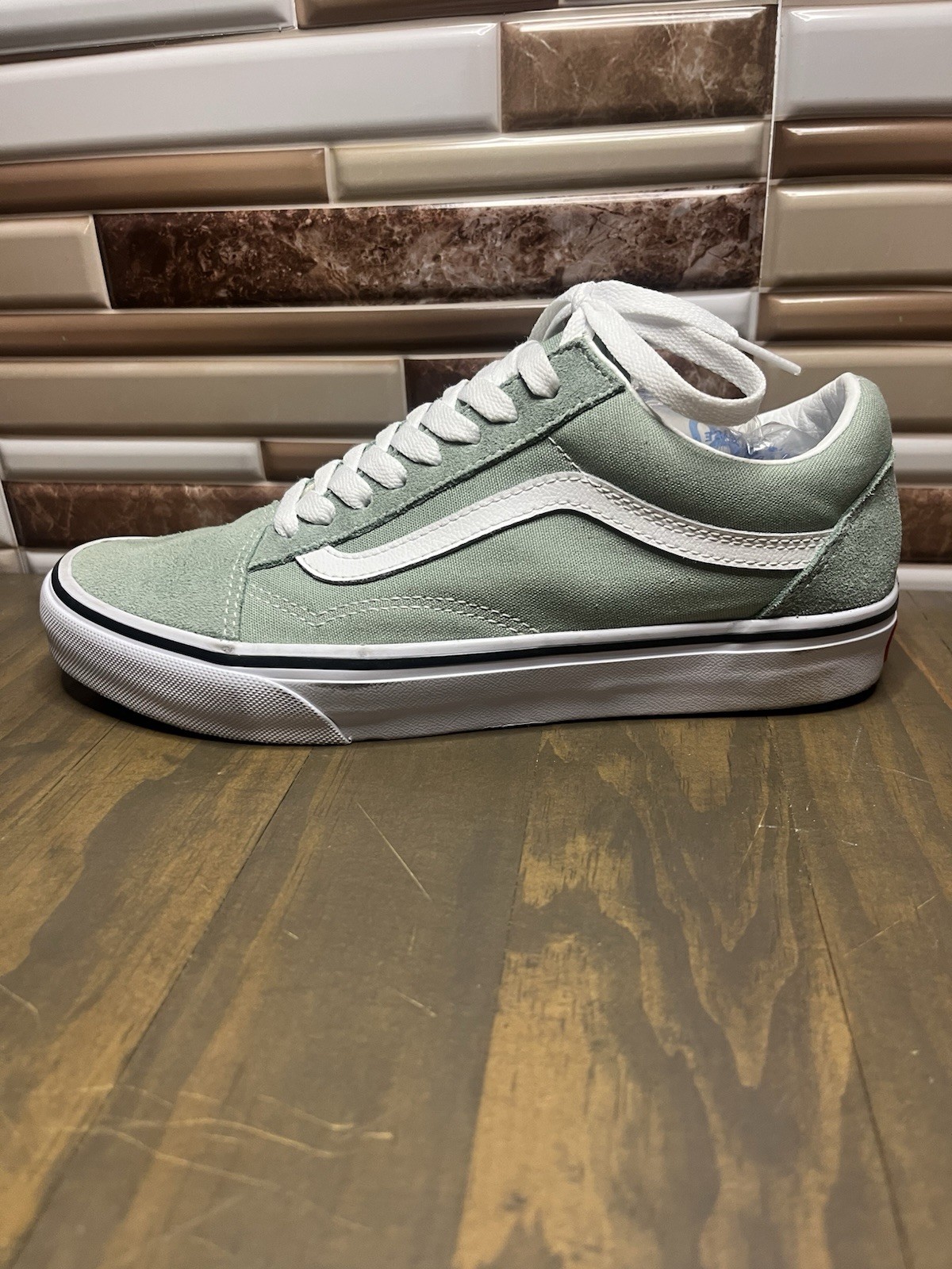 VANS Old Skool Shoe Size 9 Women Size 7.5 Men Mint Green Low Top Gently Used
