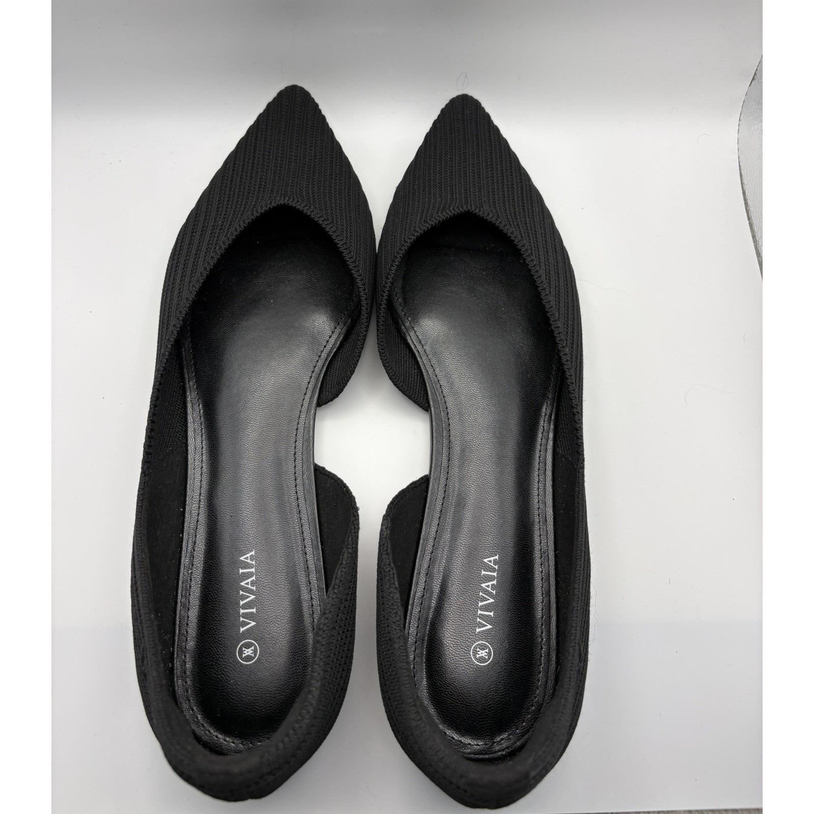 VIVAIA Aria Black Pointed Toe d’Orsay Knit Flats Women 43 Sustainable Shoes