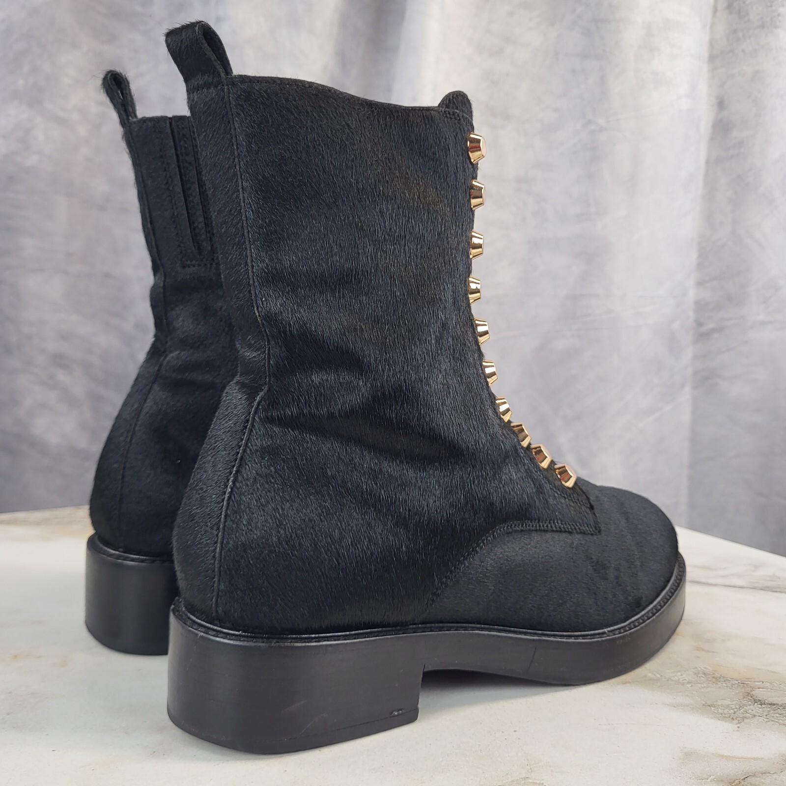 Jeffrey Campbell Tonette Genuine Calf Hair Studded Front Zip Boots Women’s 8.5