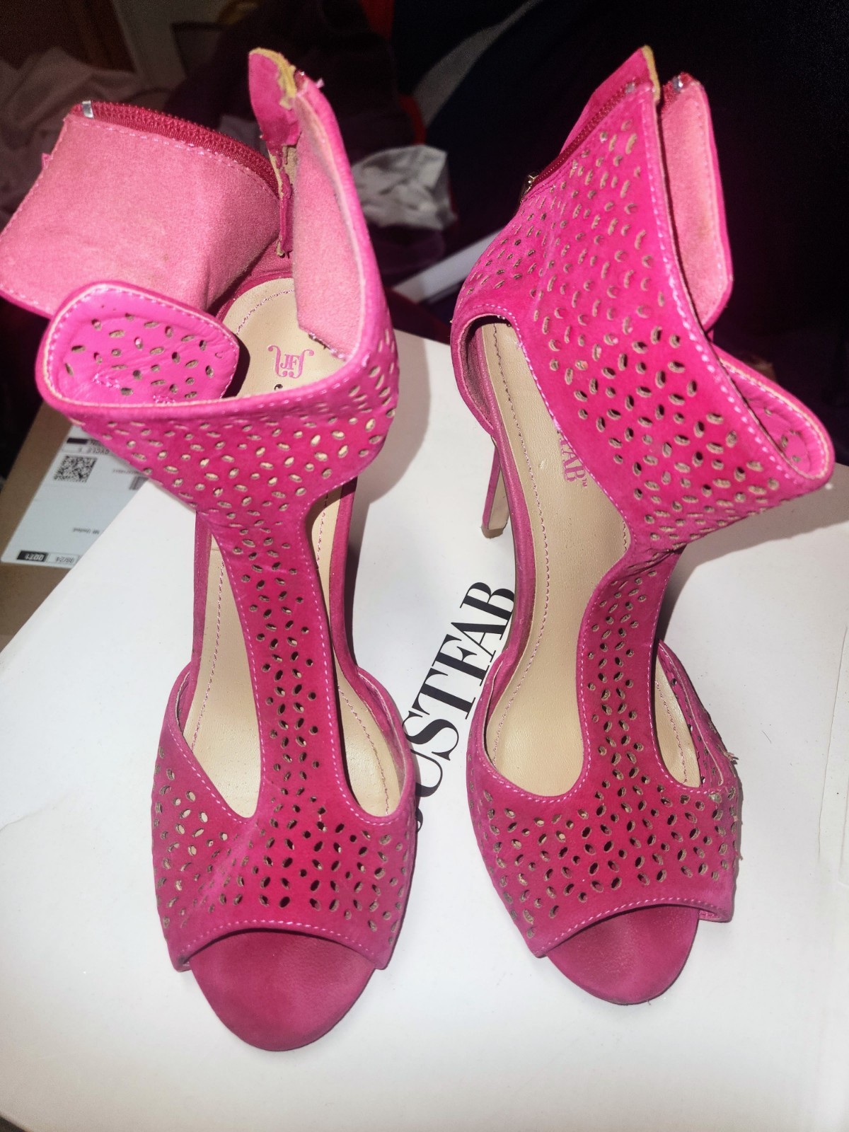 Just Fab Ceria- Pink Peep toe and ankle strap Heel- Size 8