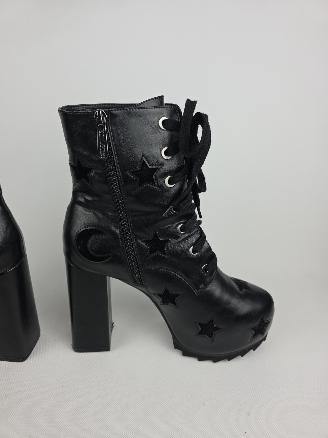 Killstar Platform Witch Goth Punk Boots Black Moon Stars Womens Size 10