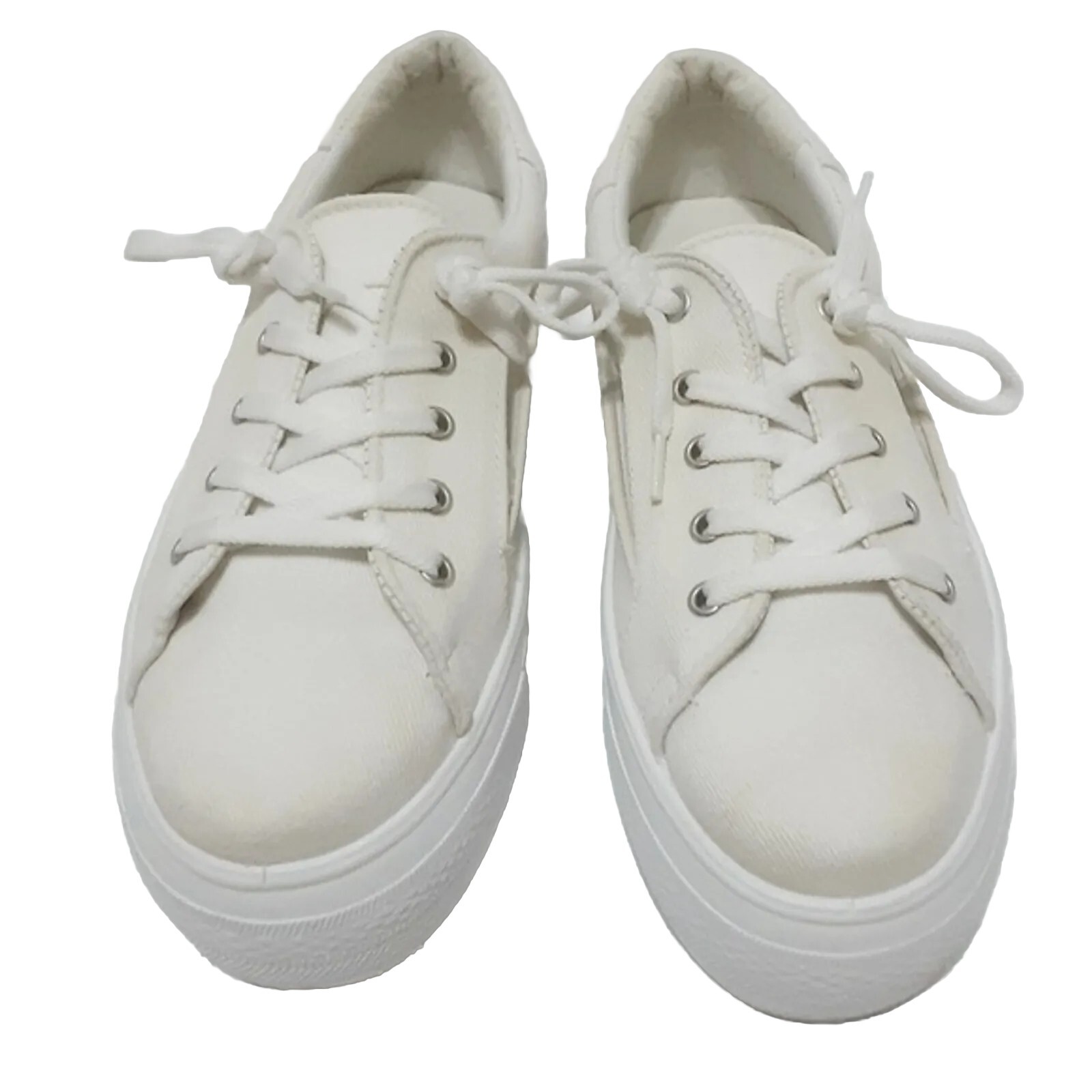 ASOS Open Sides White Canvas Triple Decker Platform Low Top Sneakers EU 38, US 7