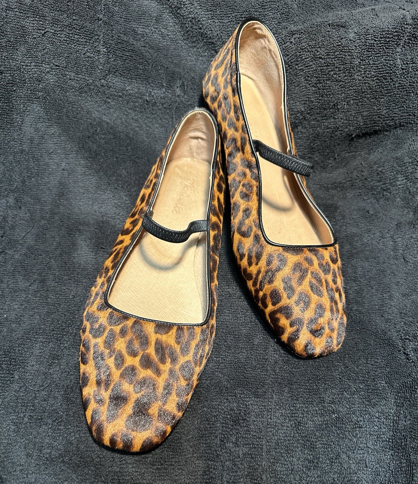 MADEWELL Greta Ballet Mary Jane Flats Square Toe Calf Skin Leopard Women’s 10.5