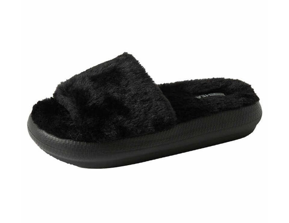 32 Degrees Women’s Plush Cushion Slide Sandals, Black – NEW!!