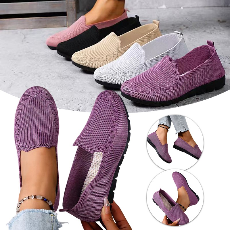 Women’s Knit Loafers Lightweight Anti Slip Flat Shoes for Daily Casual Wear