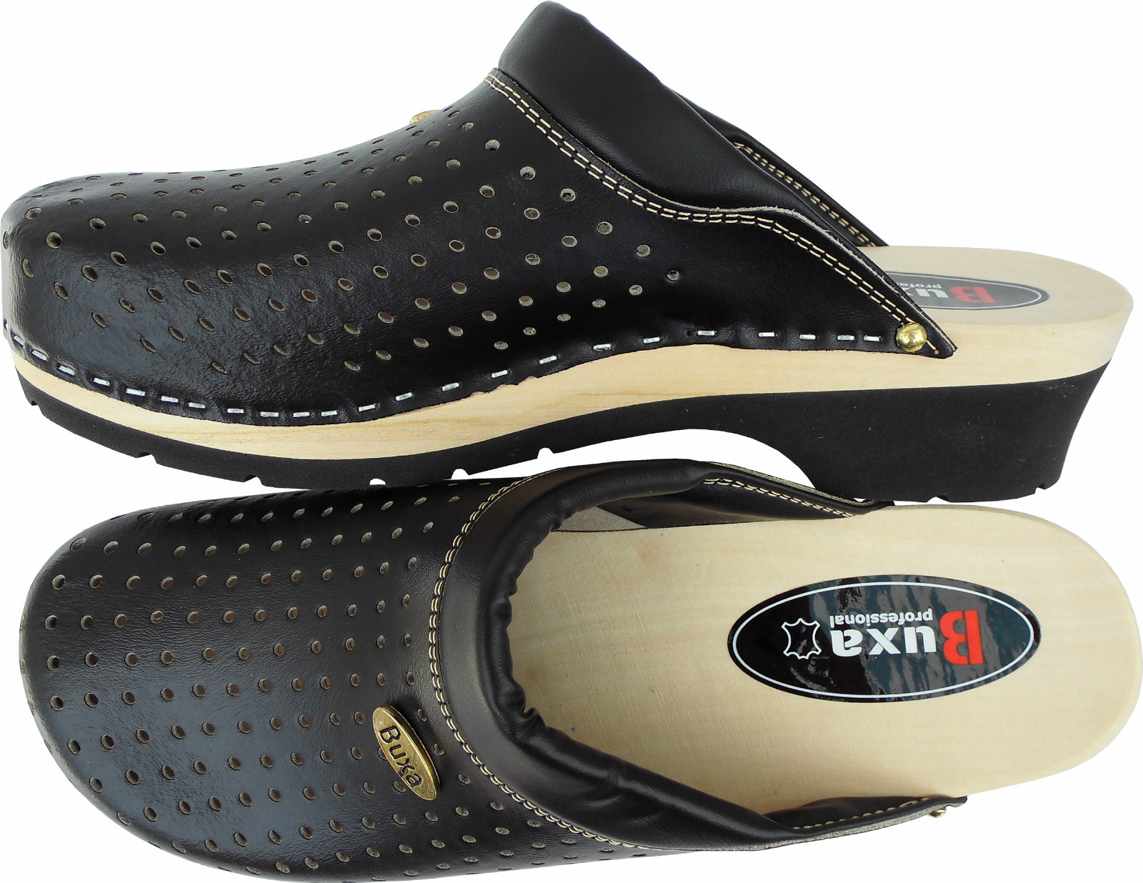 Sweden wooden clogs mules size 41 **black** genuine leather