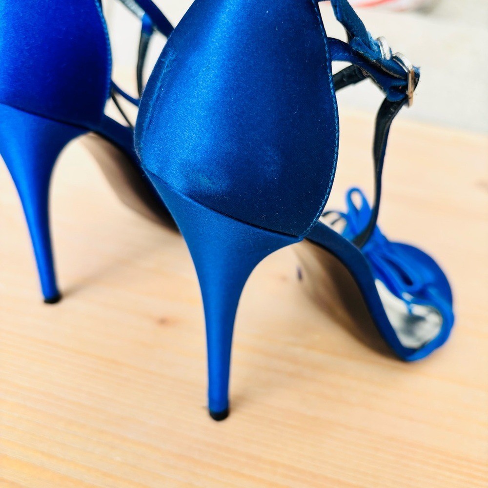 Stuart Weitzman Royal Blue Satin Strappy Heels Pumps Women’s Size 10M Designer
