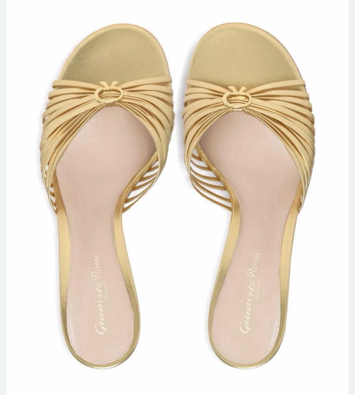 Gold Metallic Leather Mules featuring a multi strap design – Size 37