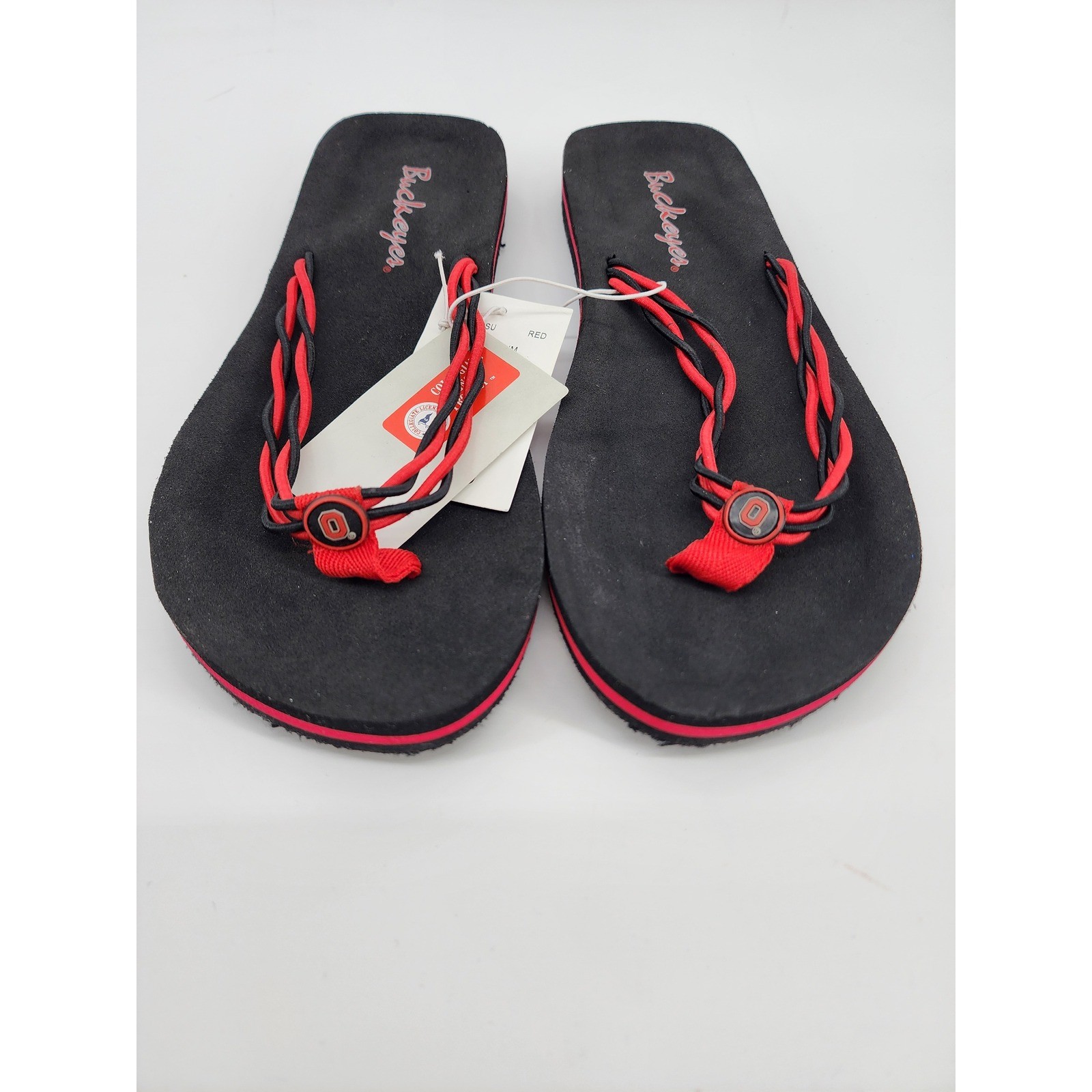 College Edition Ohio State Buckeyes Womens Flip Flops Red Black Size M