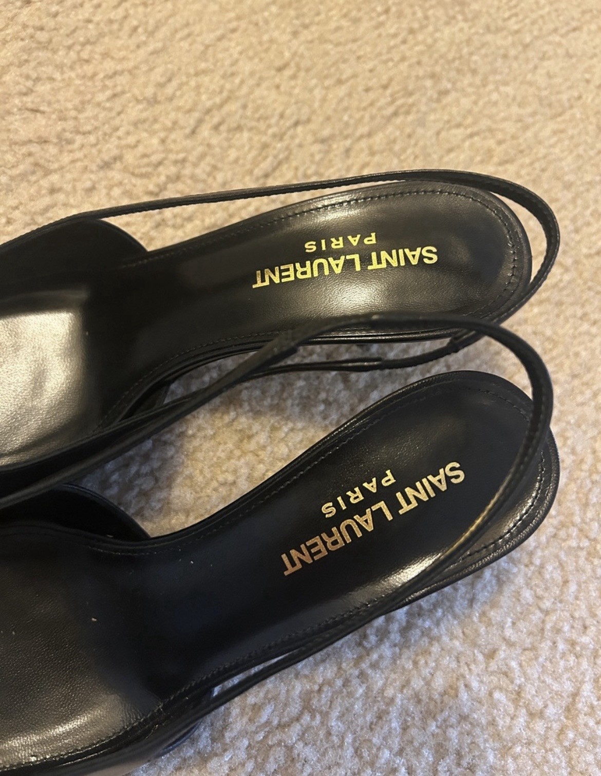 Saint Lauren black Silver Metal slingback pump 37 Women’s