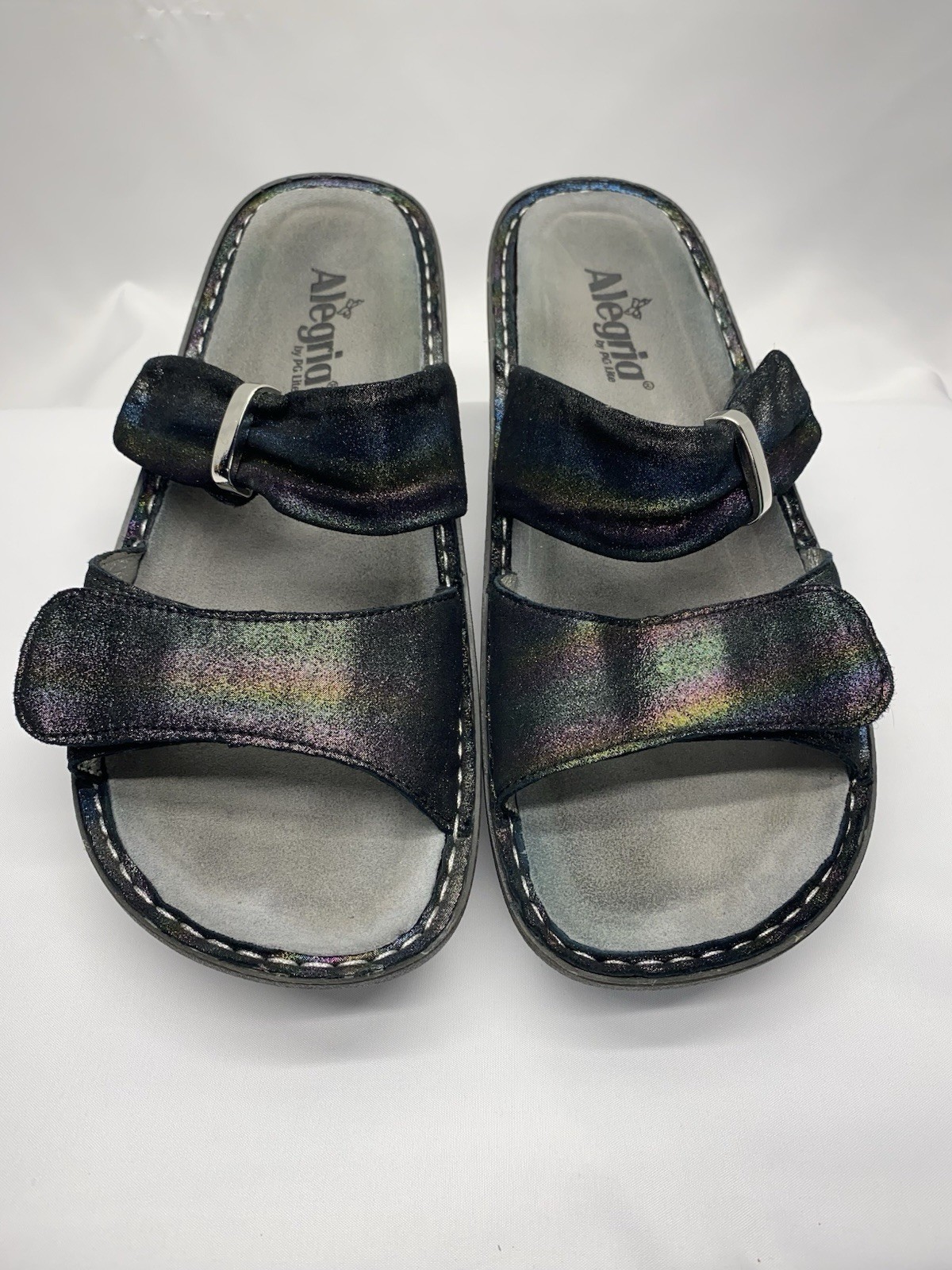 Algeria Karmen Blue Rainbow Comfort Slides W 40 Adjustable Straps