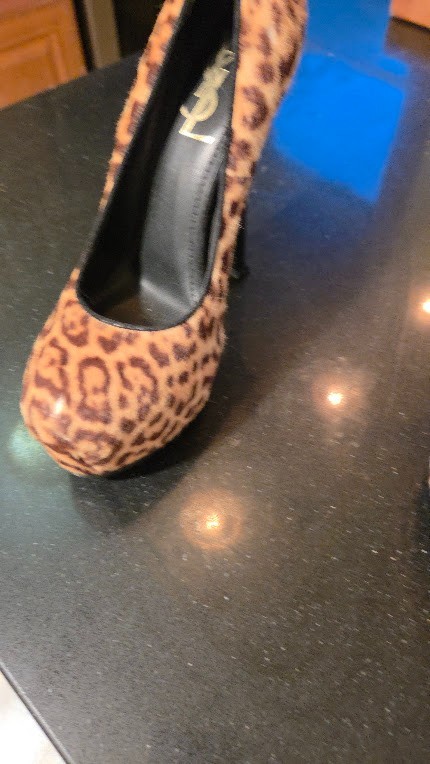 AUTHENTIC – YSL Yves Saint Laurent Leopard Calf Hair Tribtoo Platform Pump