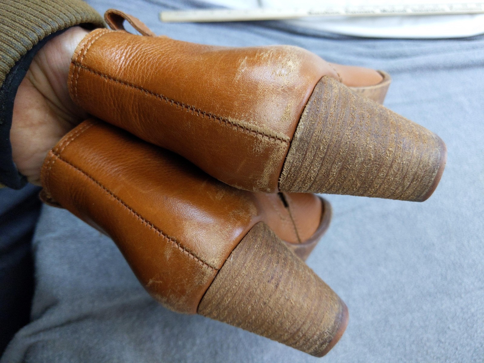 Madewell Boots Womens Size 8 Brown Leather Ankle Zip Block Heel Booties