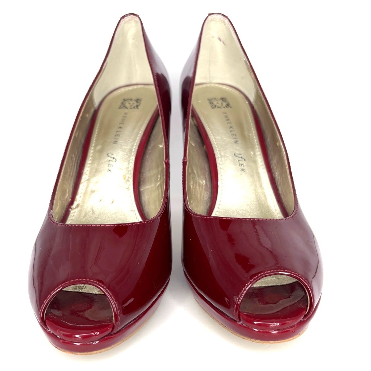 Anne Klein iflex Heels Womens Sz 9.5 Candy Apple Red Patent Leather Platform