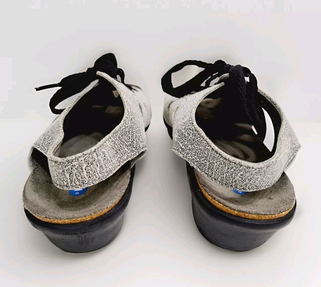 Wolky Woman’s Size 9 Alula Slingback Open Toe Lace Up Stone Gray Sandals