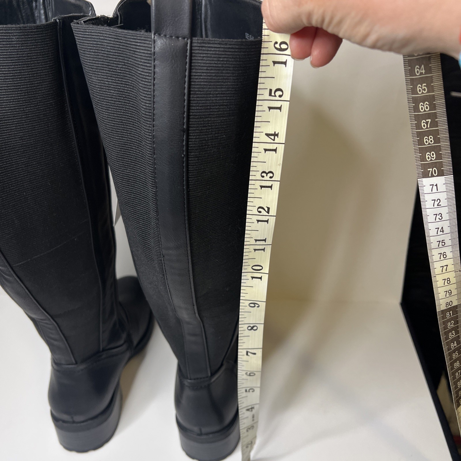 Wide Calf Black Knee High Zip-Up High Heel Boot Chicblooms Curvy Love Sz 6.5 NWT