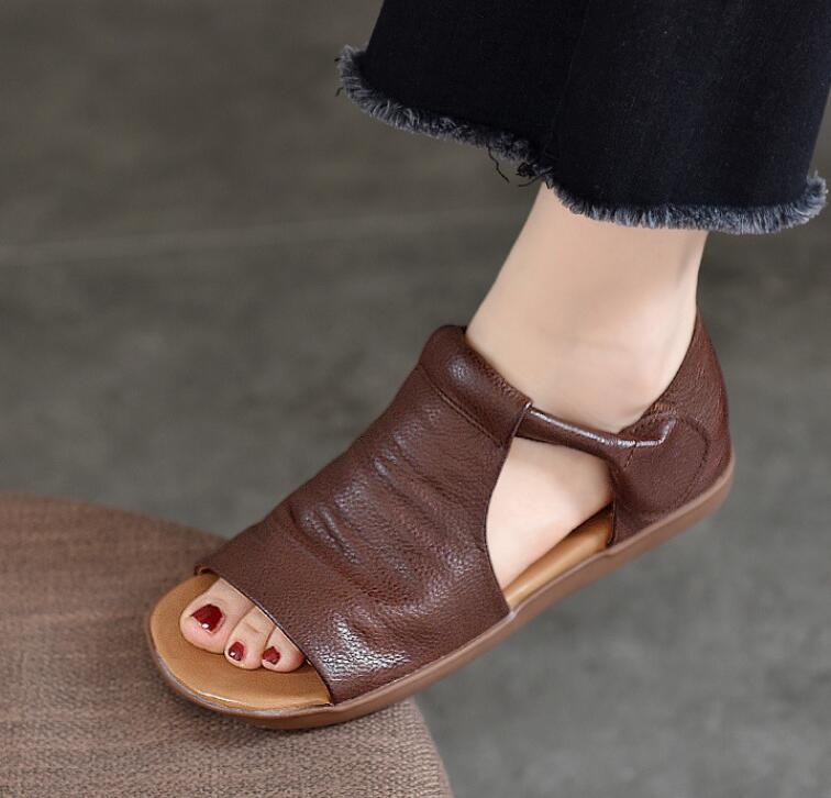 Women’s Gladiators Open Toe Cow Leather Sandals Flats Comfort Oxfords Ankle Boot