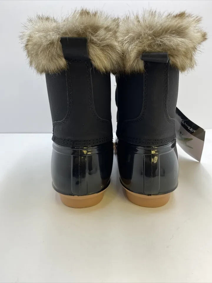 DriDucks Dri Ducks Frogg Toggs Bailey Fur Rain Snow Boots Shoes Black Sz 11 New