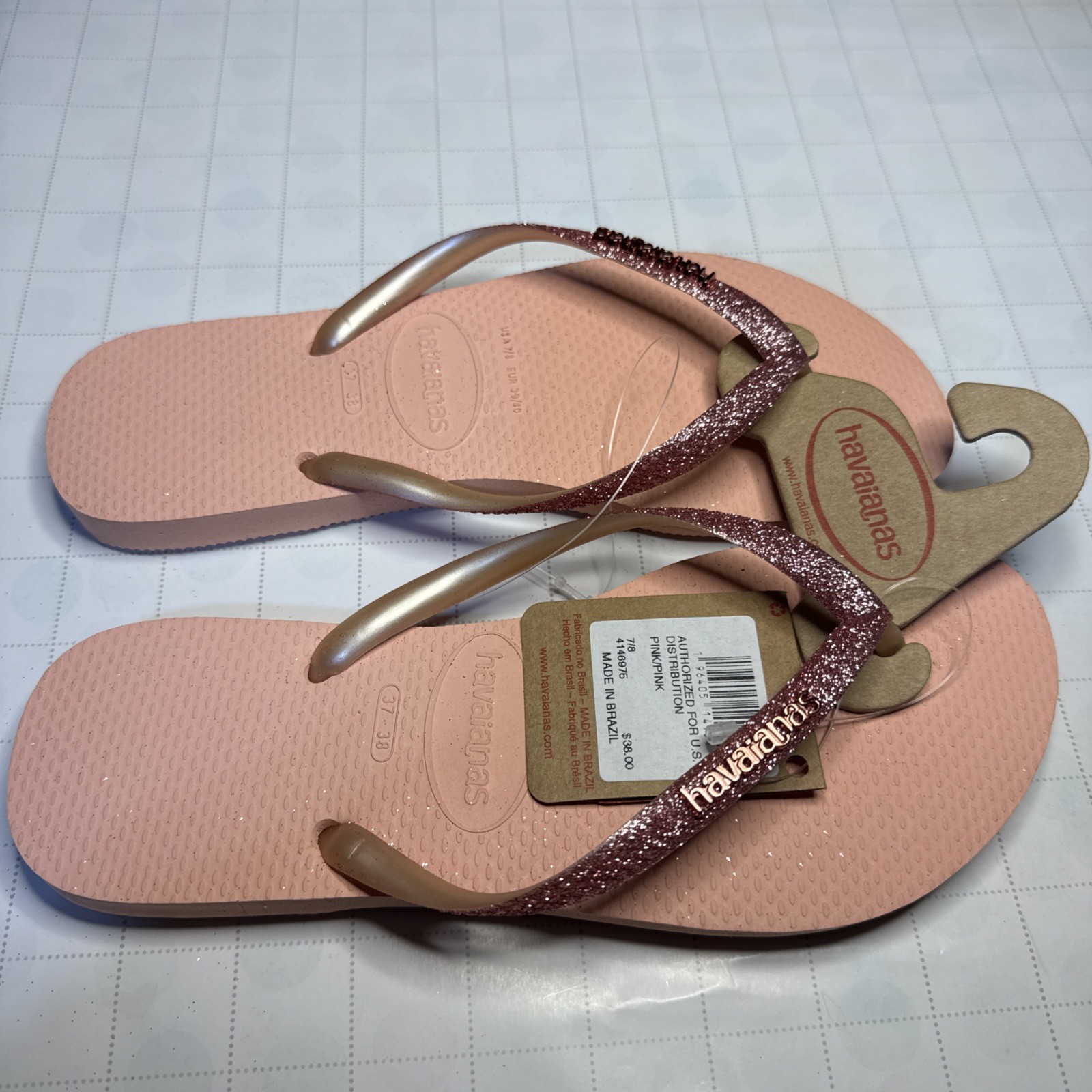 Havaianas Women’s Flip Flop Pink 4146975 Size 7/8 (NWB)