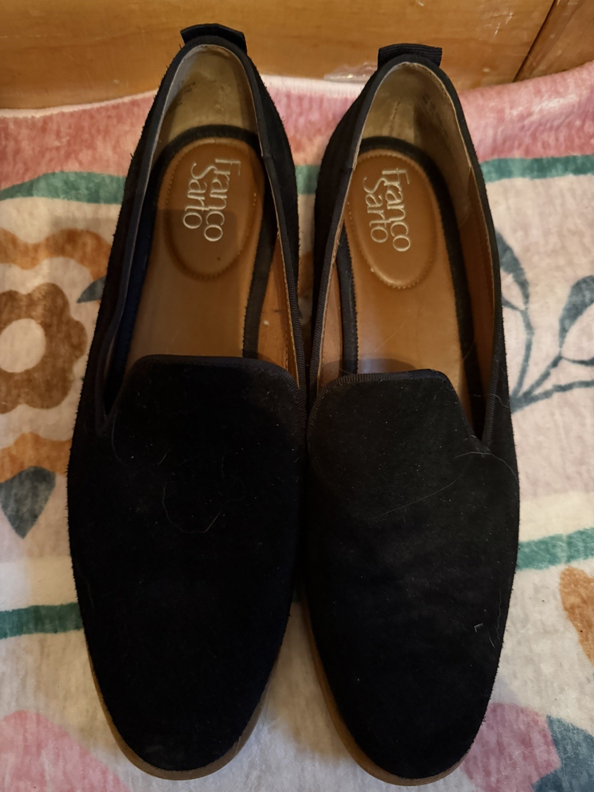 Franco Sarto Black Suede Leather Loafer Slip On Shoes Women’s 9 Classic Preppy