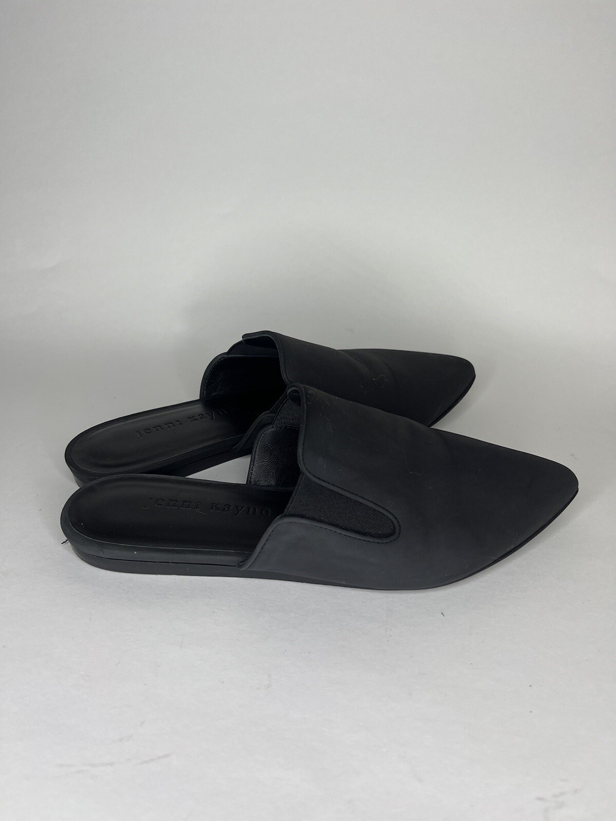Jenni Kayne Womens Black smooth leather Mules Size 35 US 5 Flats Slides Shoes