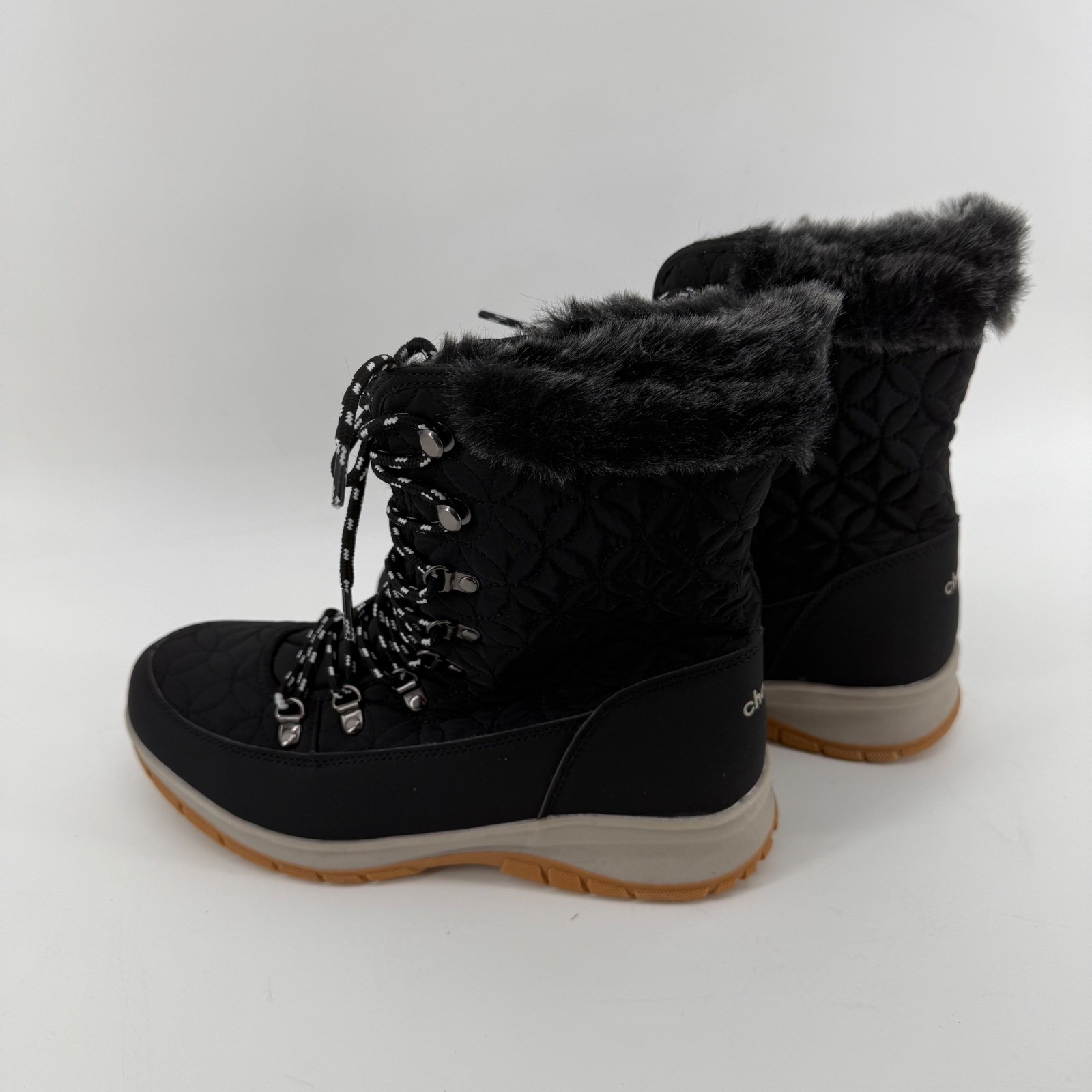 Chooka Belltown Mid Women’s Winter Snow Boots Black Faux Fur Size 10 NEW
