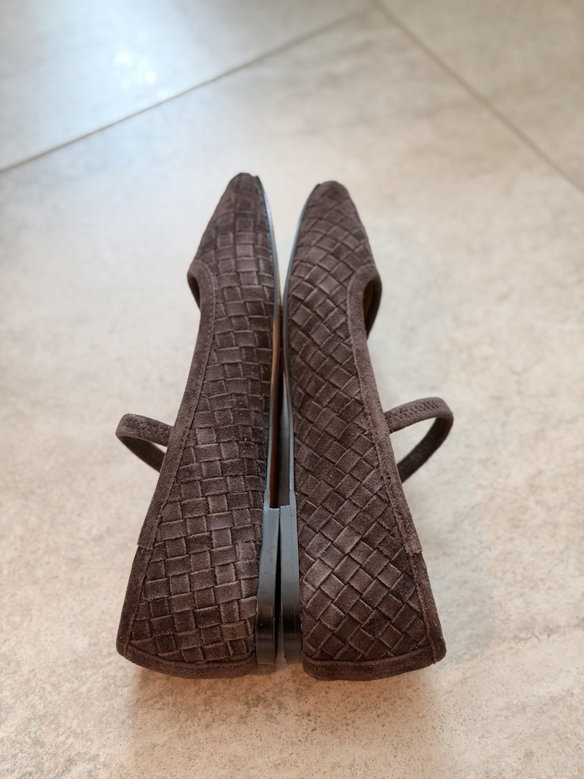 Madewell The Greta Ballet Flats Dark Roast Brown Woven Suede Size 7