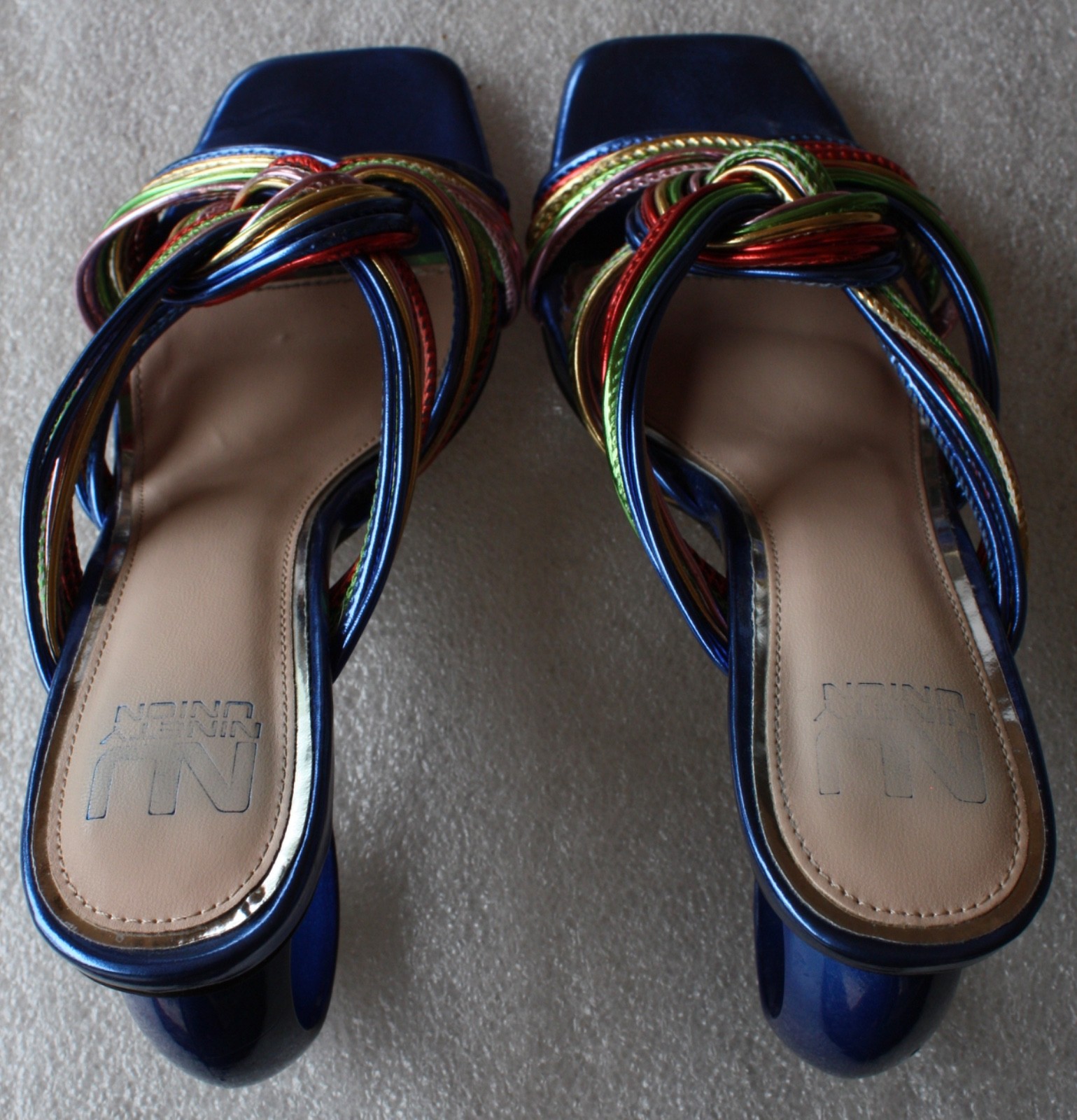 Ninety Union Brazil Sandal – Square Toe – Blue & Knotted Multi-color – Size 8